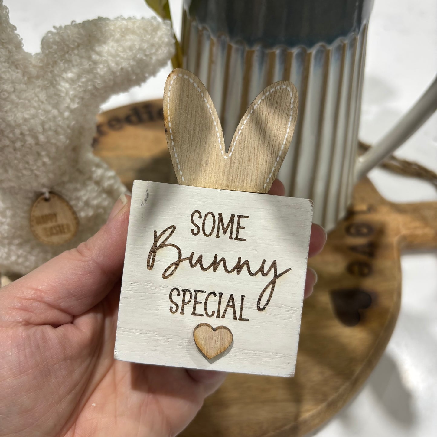 Rustic Wooden Bunny Ear Block - 3 designs