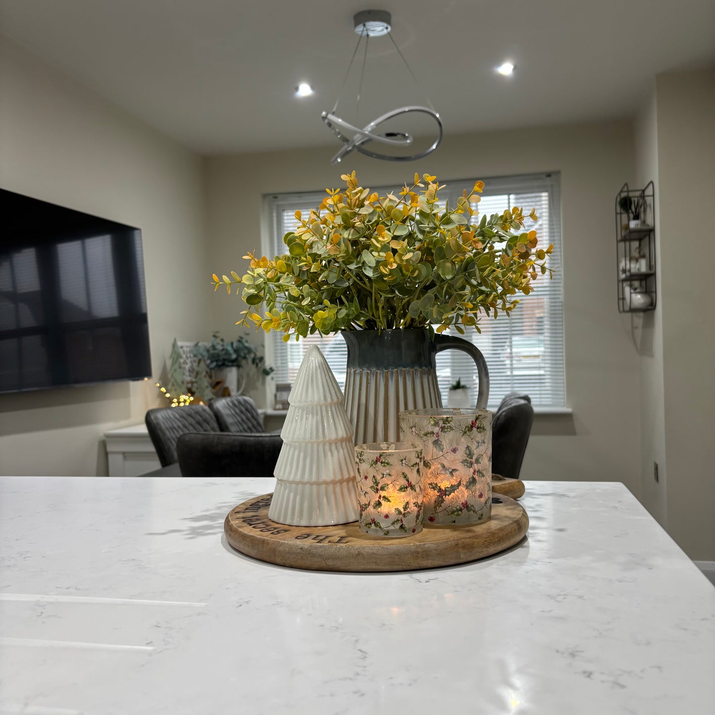Holly Frosted Glass Candle holder