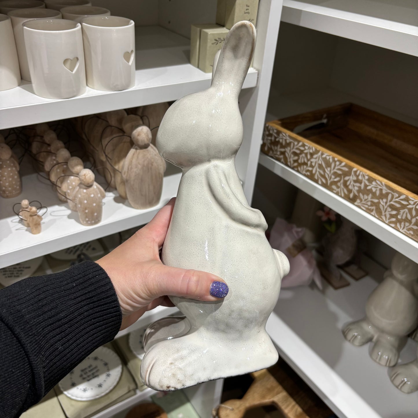 Ceramic Standing Rabbit Ornament – Natural Finish