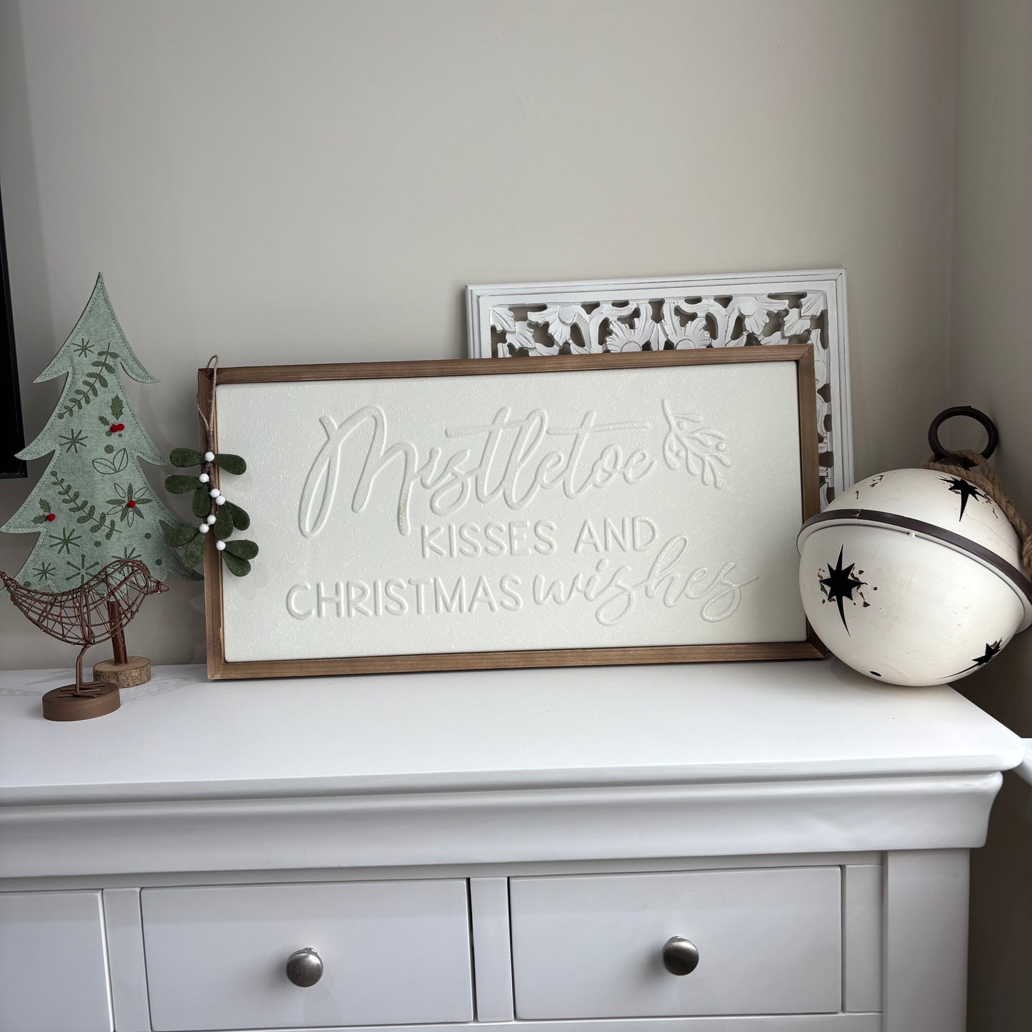 White Rustic Round Hanging Metal Bell - 3 sizes