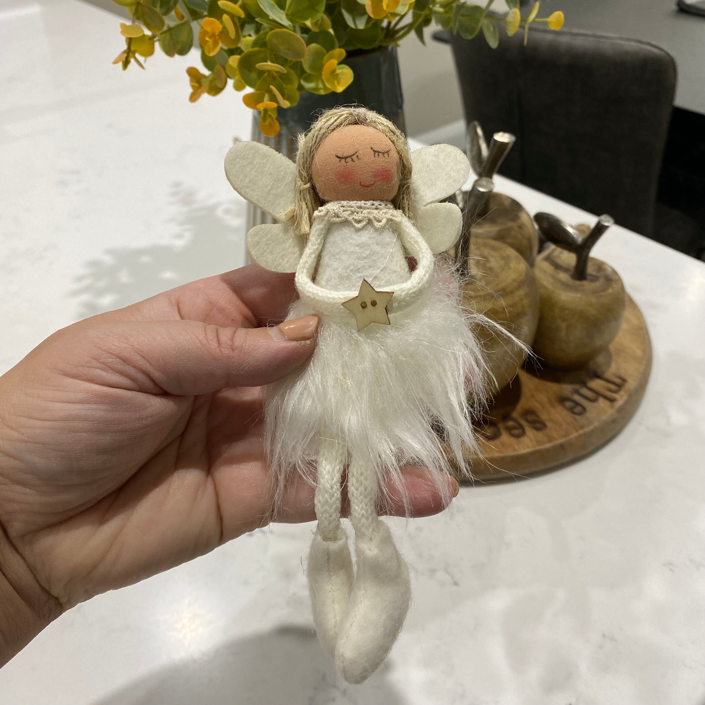 Shelf sitting fabric angel