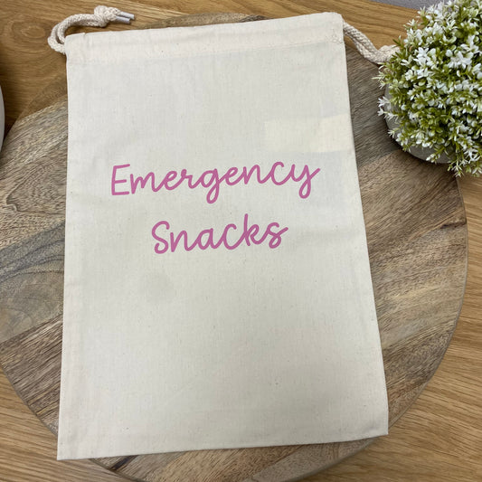 Emergency Snacks Drawstring Cotton Bag
