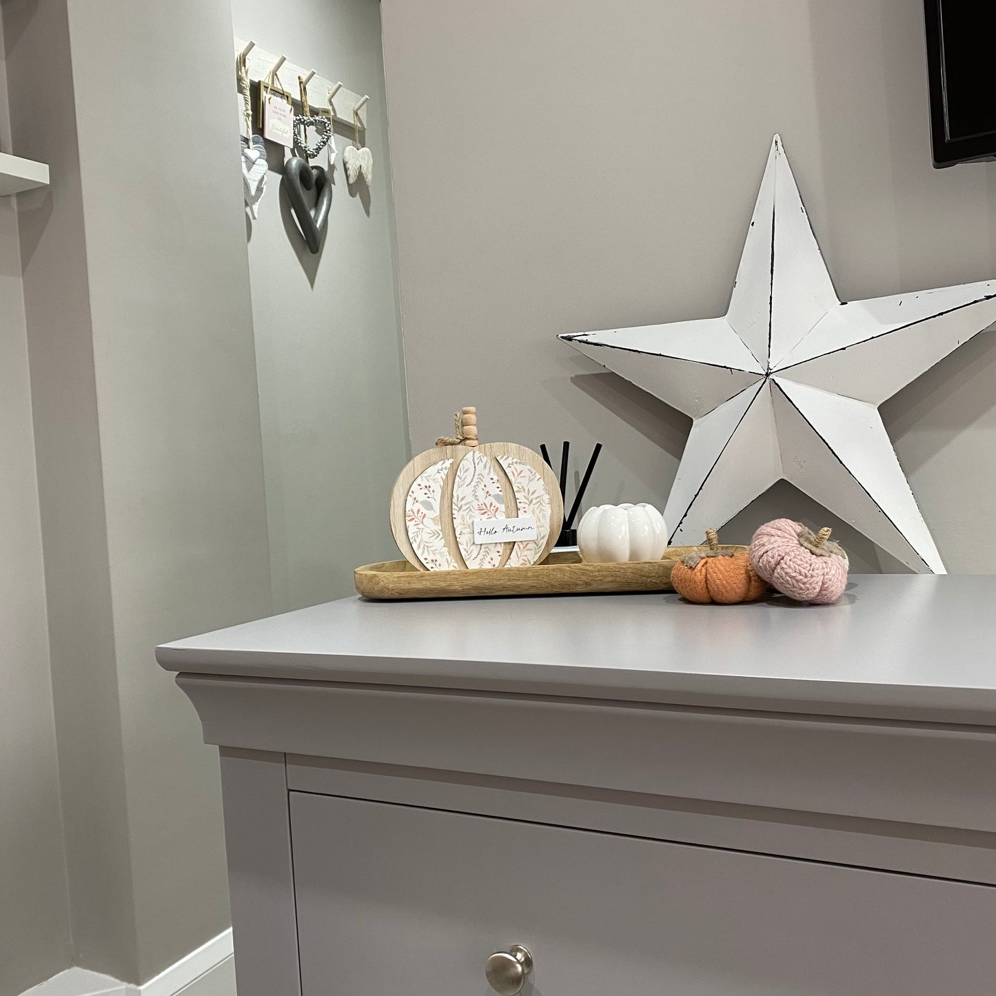Hello Autumn 3d effect hand painted pumpkin block