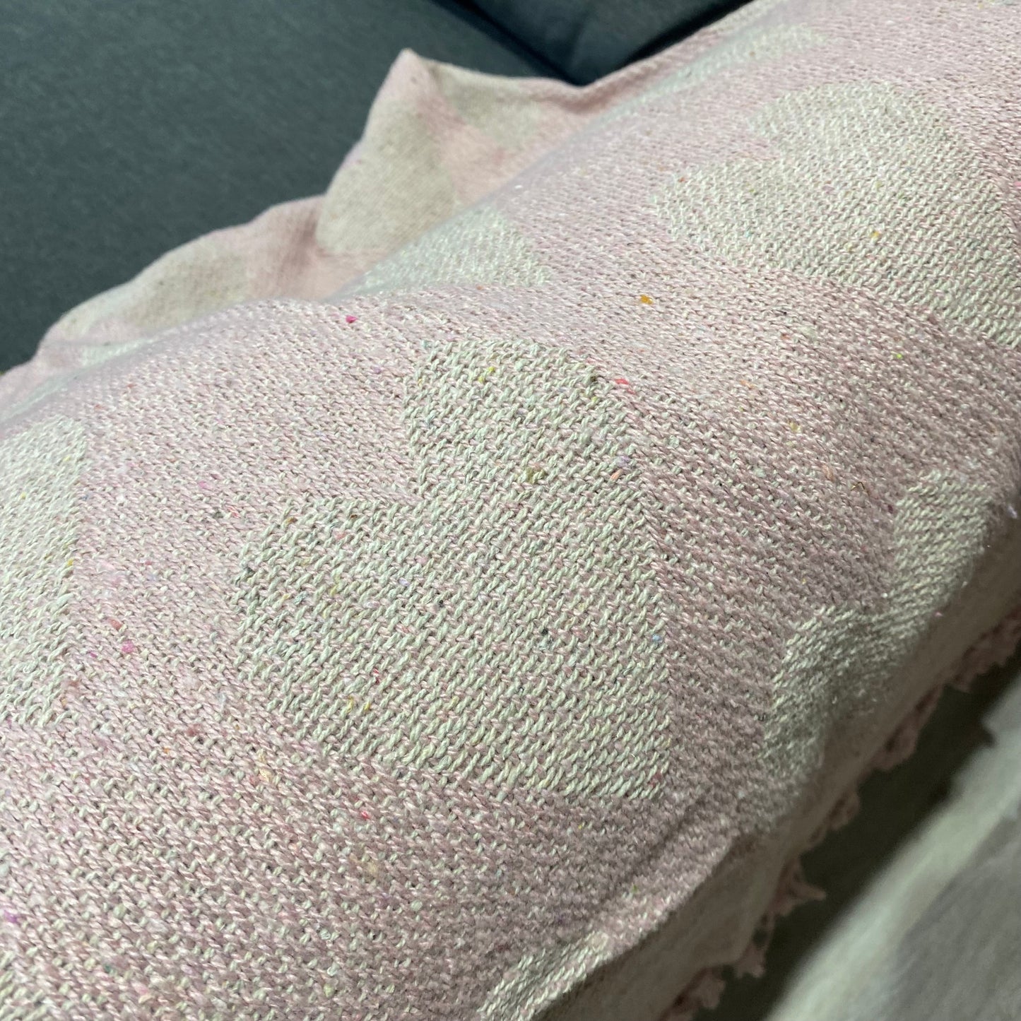 Recycled Cotton Heart Throw / Picnic Blanket - Blush 152cm