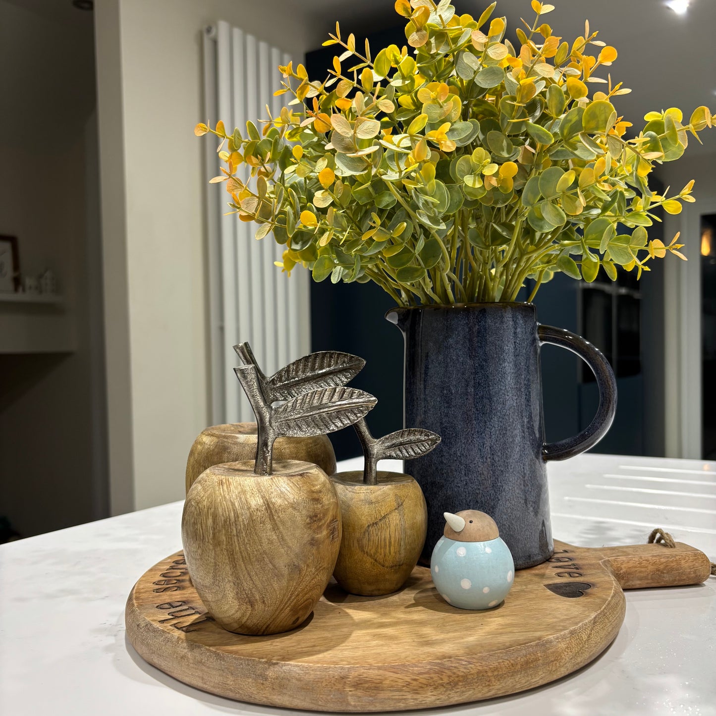 Two Tone Glazed Blue Jug, 19cm