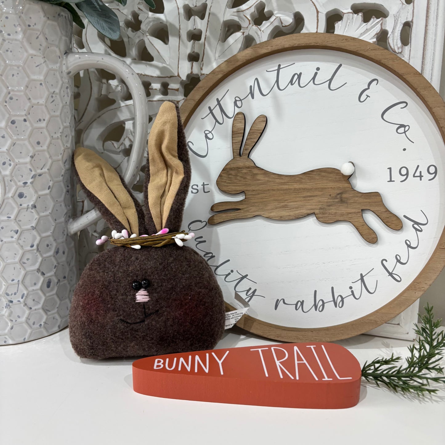 Brown Bunny Head With Pip Berry Headband