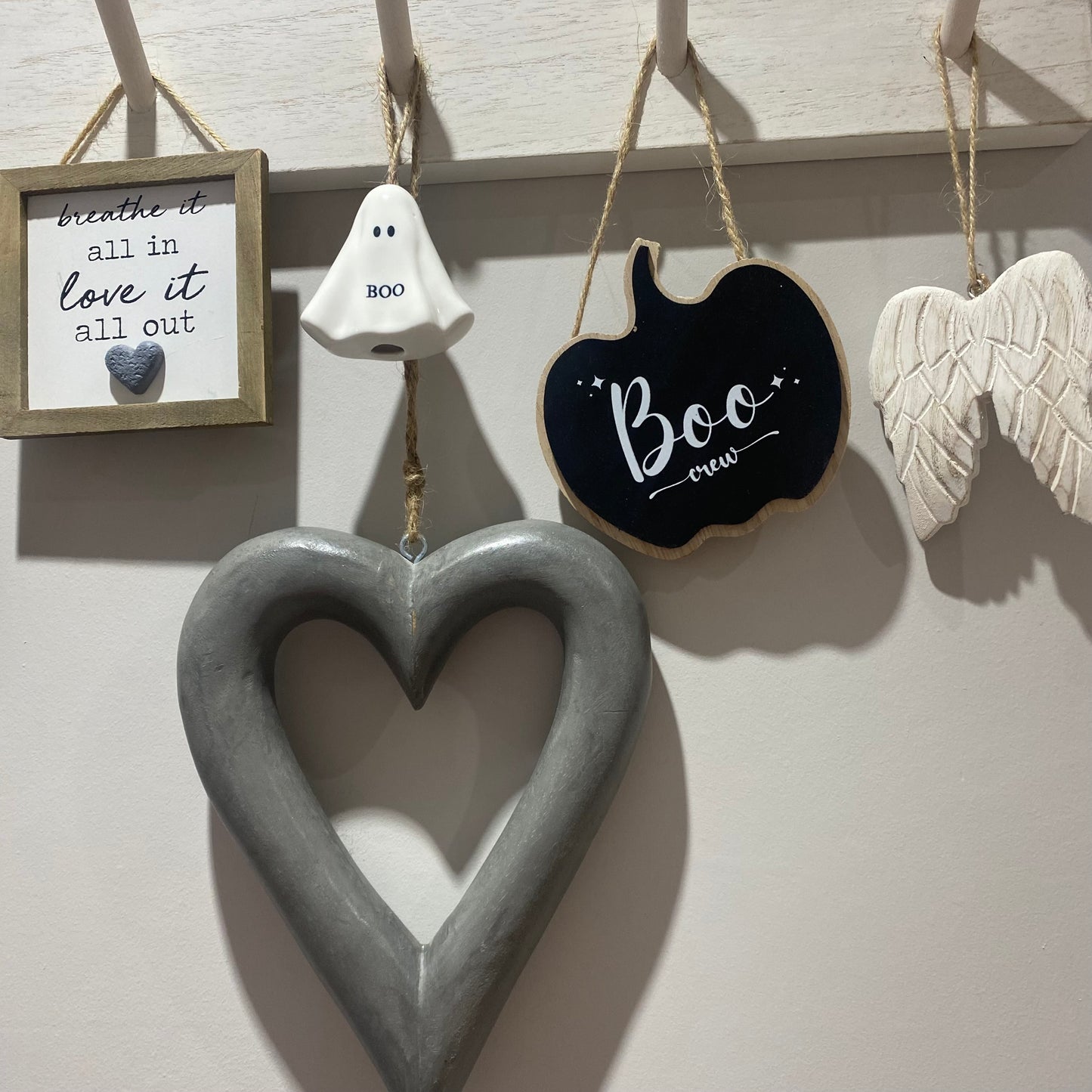 Boo Crew Black Wooden Hanging Pumpkin