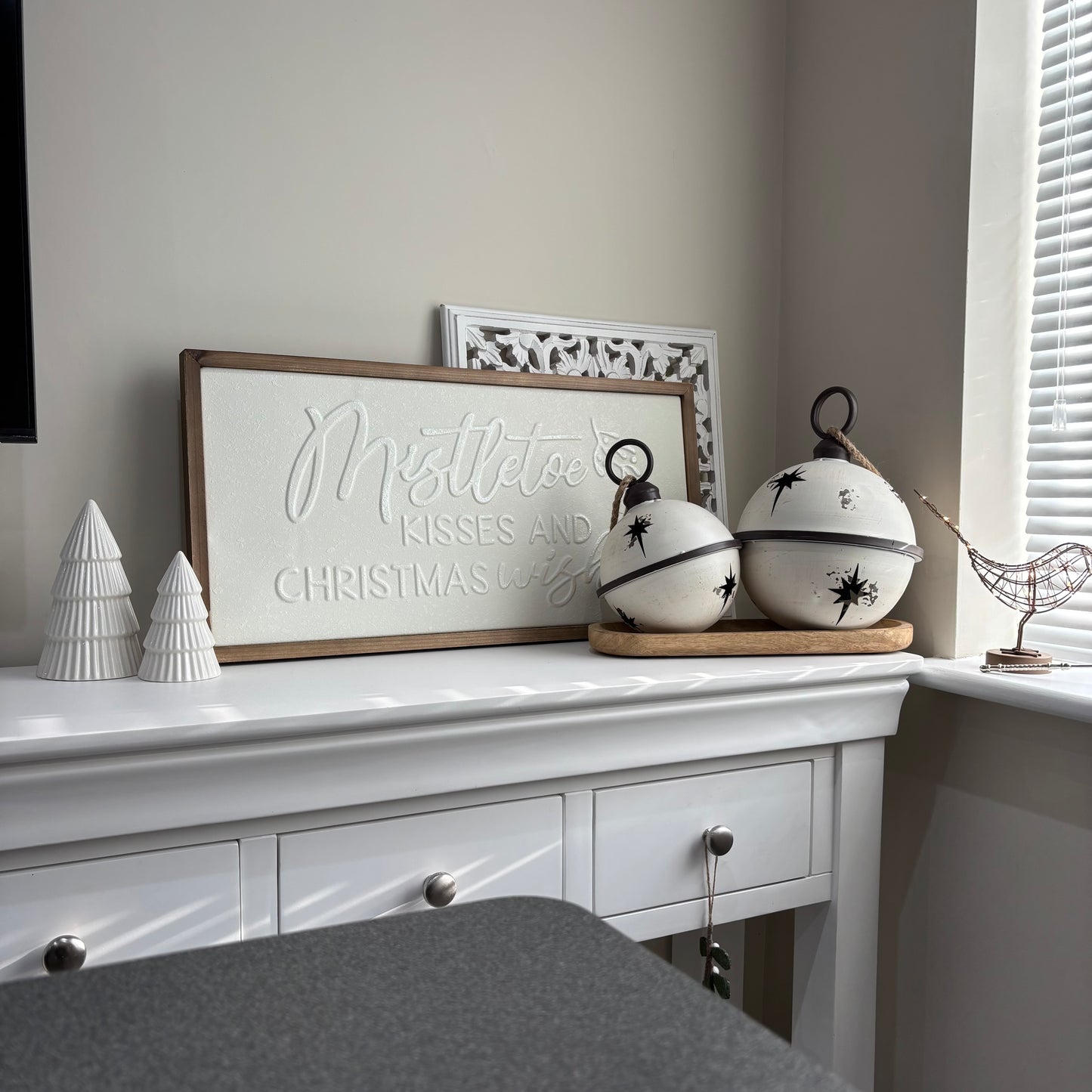 White Rustic Round Hanging Metal Bell - 3 sizes