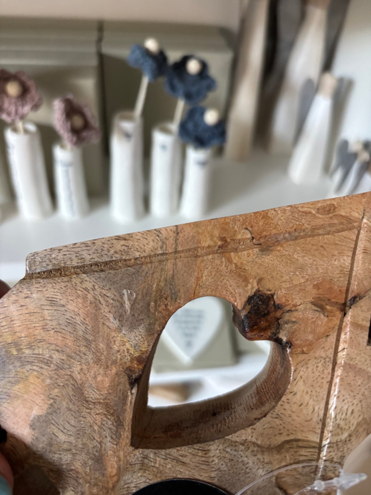Natural Wooden House with Heart - Set of 2 - imperfect