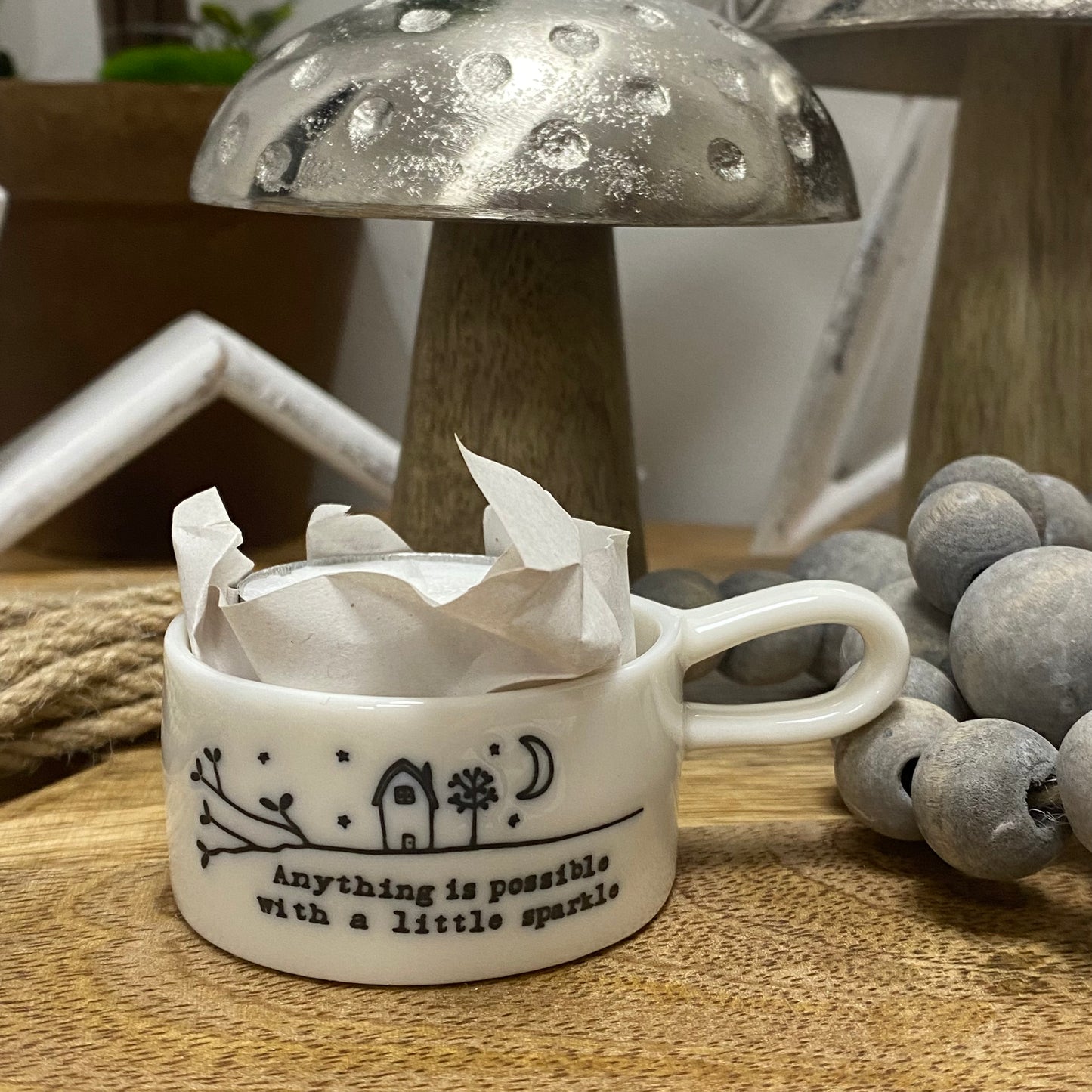 Anything is possible with a little bit of sparkle tea light holder