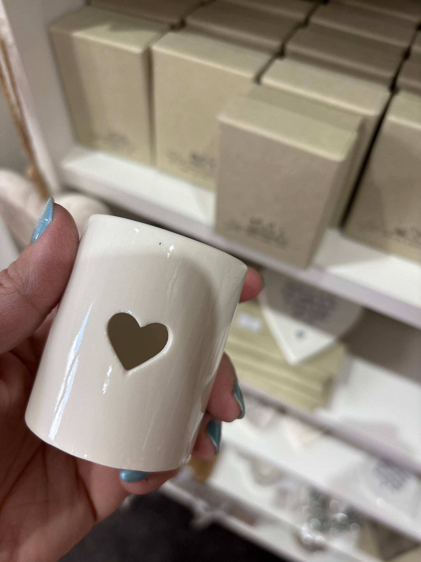 Simple Heart White Tealight Holder - imperfect