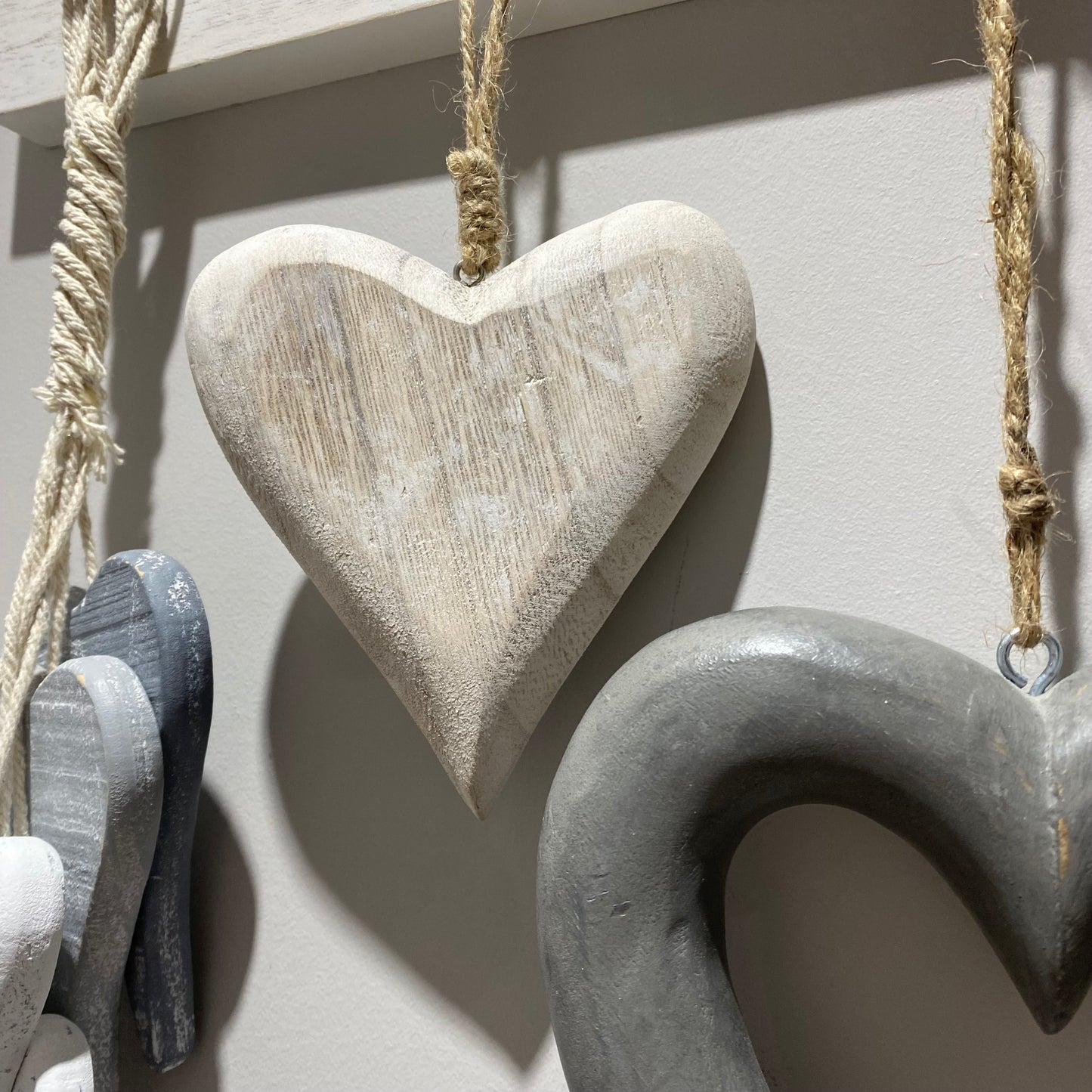 Rustic Wooden Hanging Heart, 12cm