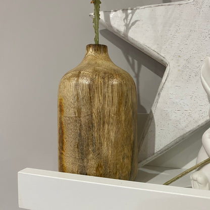 Mango Wood Vase with Narrow Neck