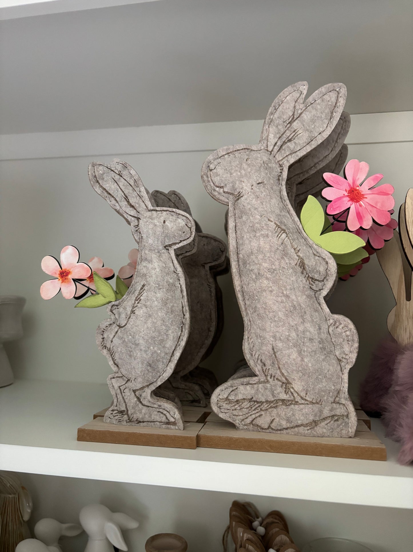 Felt Rabbit With Flower Decoration - two sizes