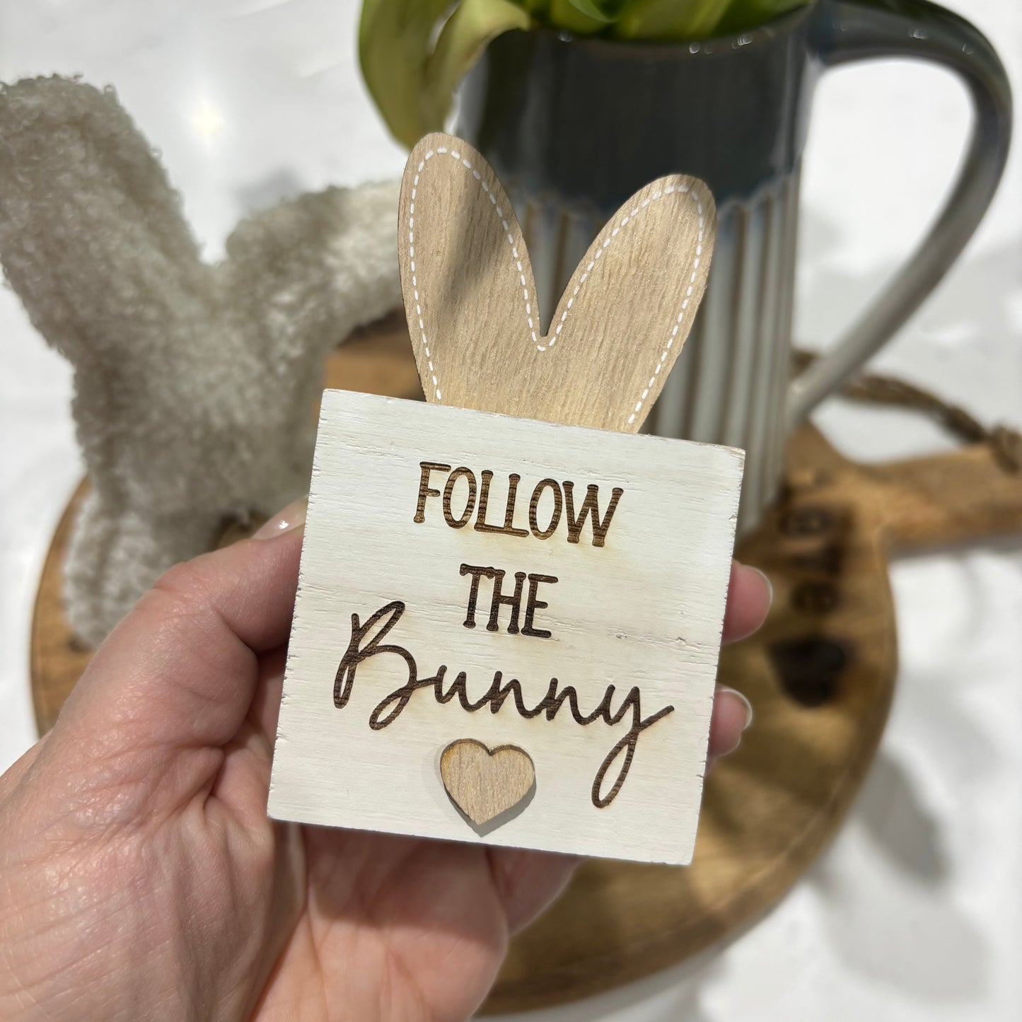Rustic Wooden Bunny Ear Block - 3 designs