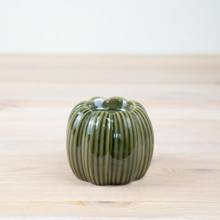 Green Porcelain Pumpkin Candle Holder
