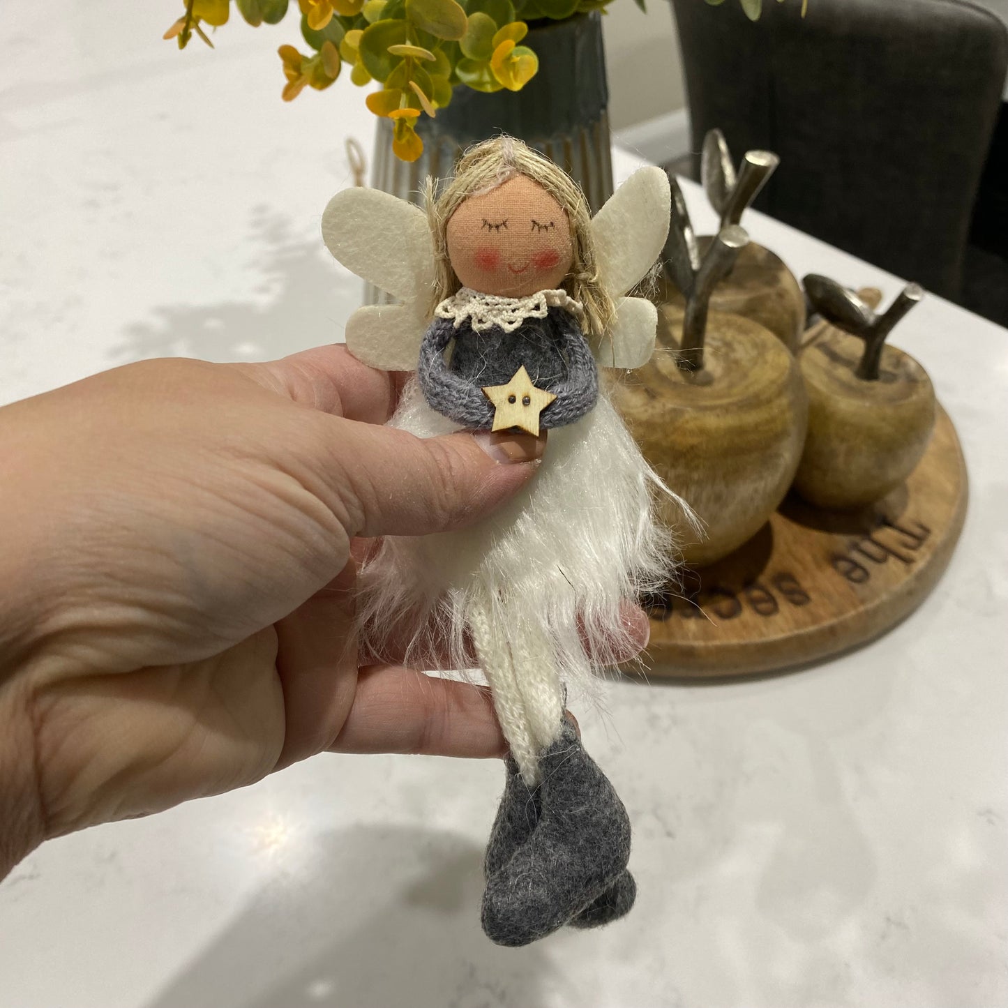 Shelf sitting fabric angel