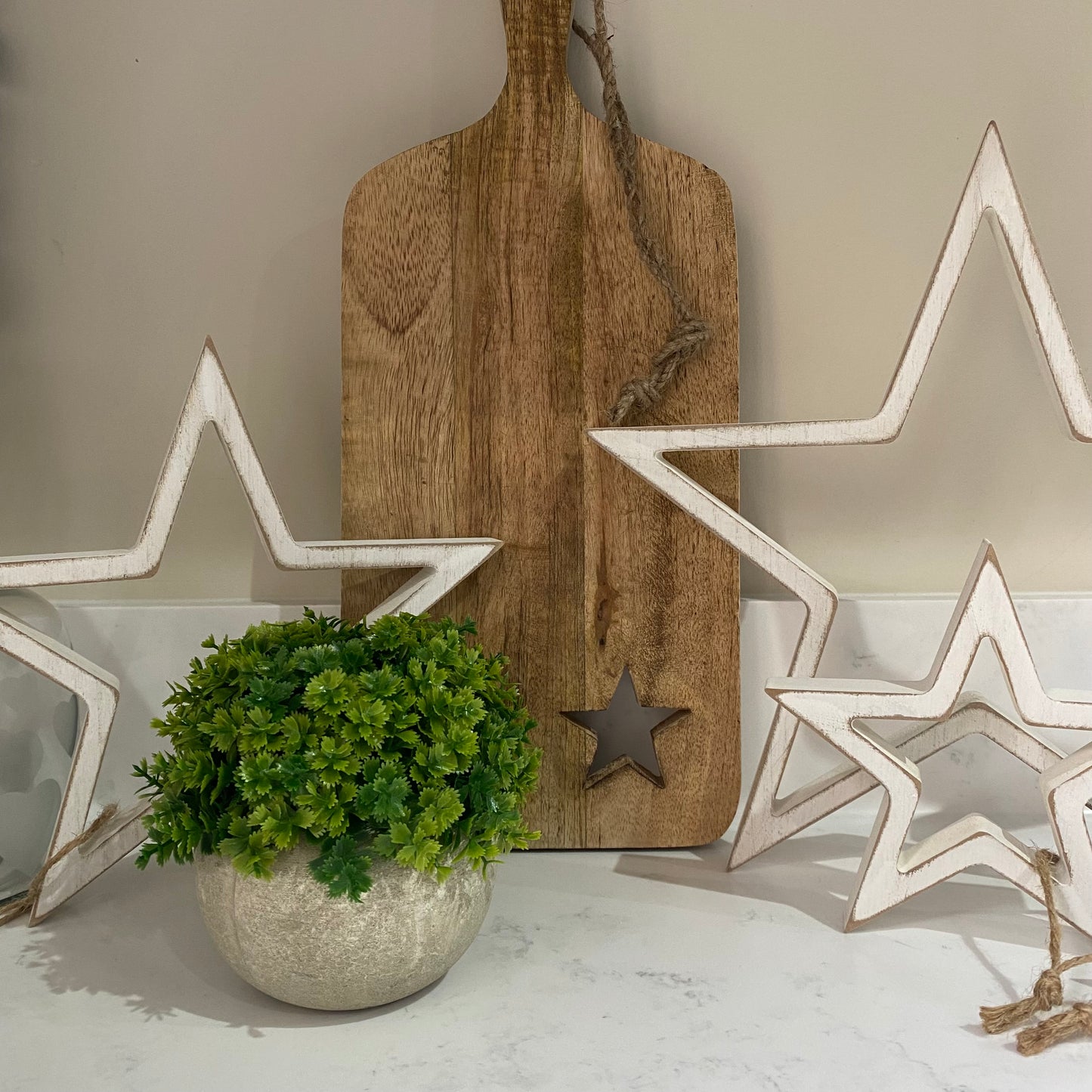 White Wood Stars - set of 4