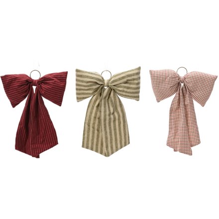 Large Fabric Bow Christmas Hanging Decoration – 40cm