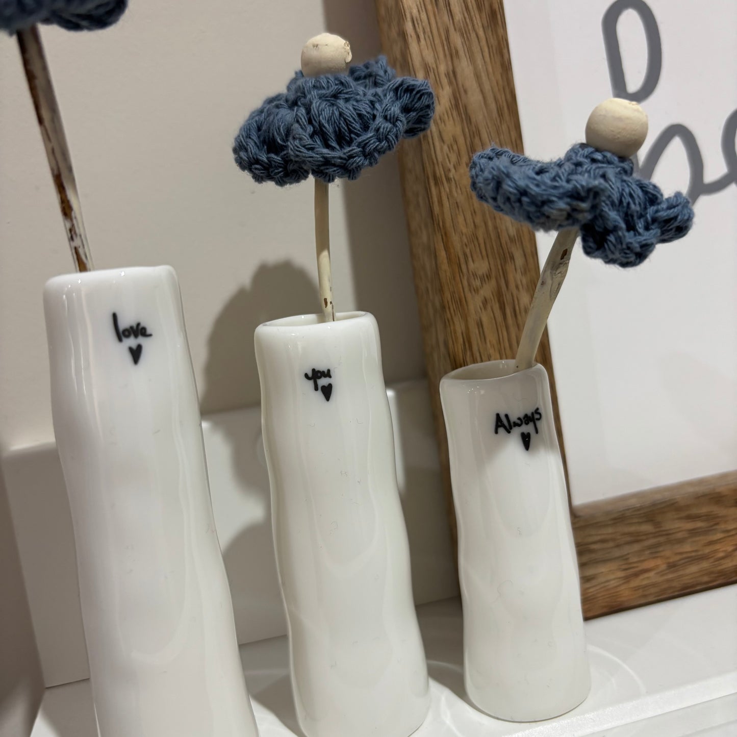 Love you always trio of bud vases