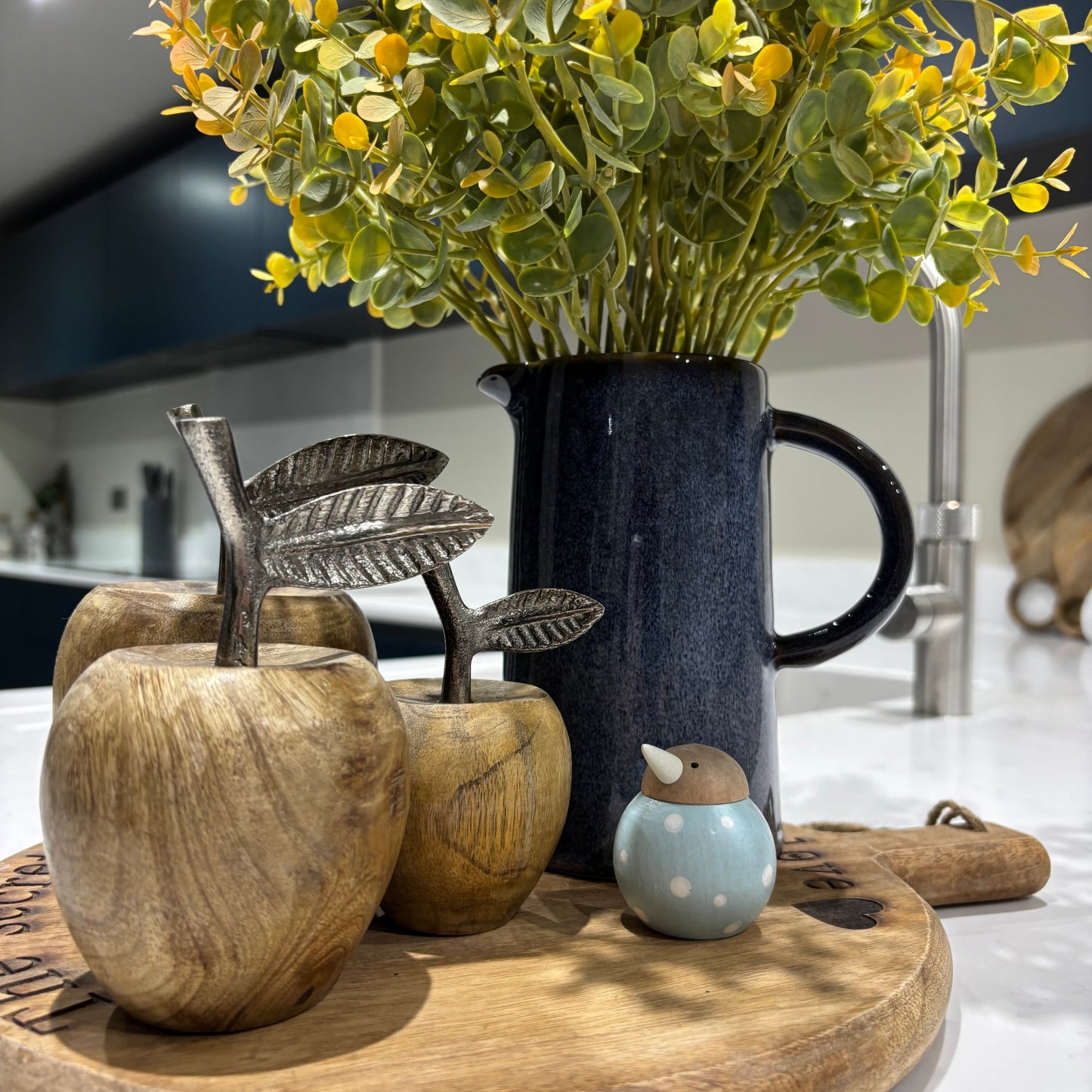 Two Tone Glazed Blue Jug, 19cm