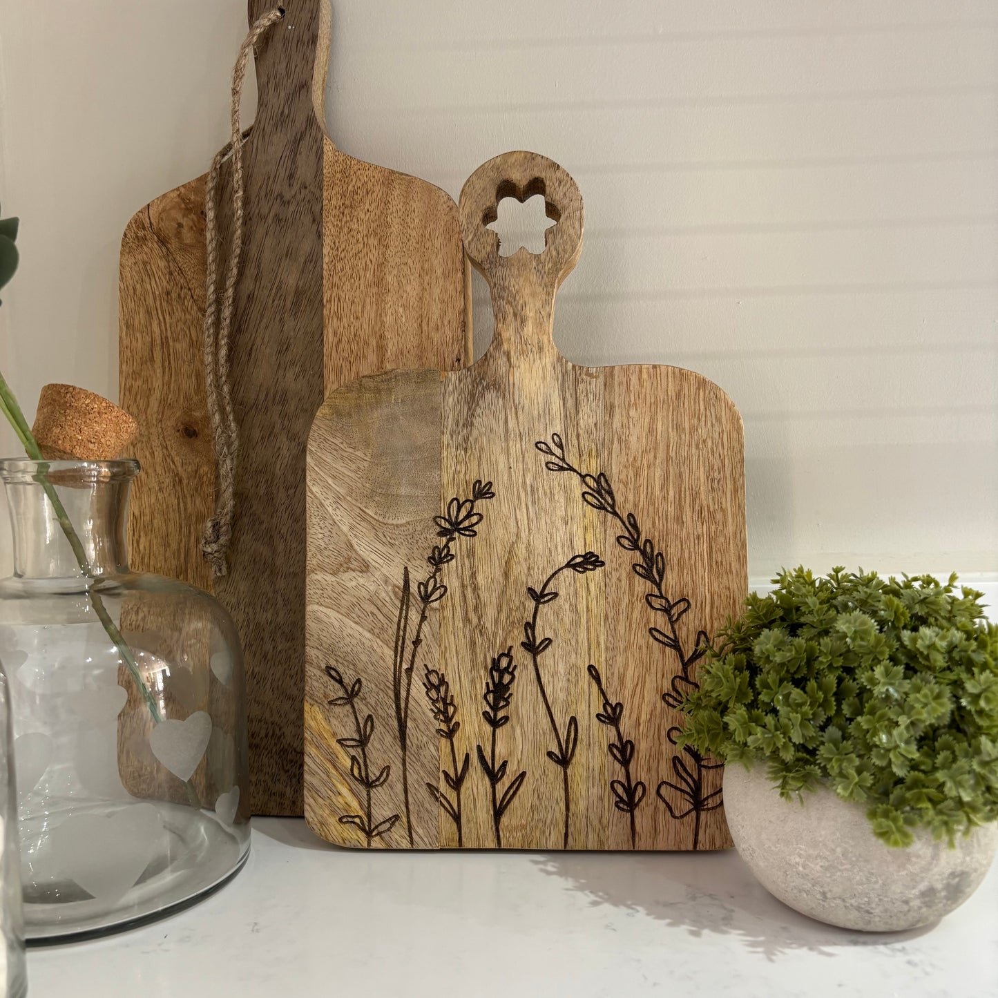 Floral Engraved Mango wood board