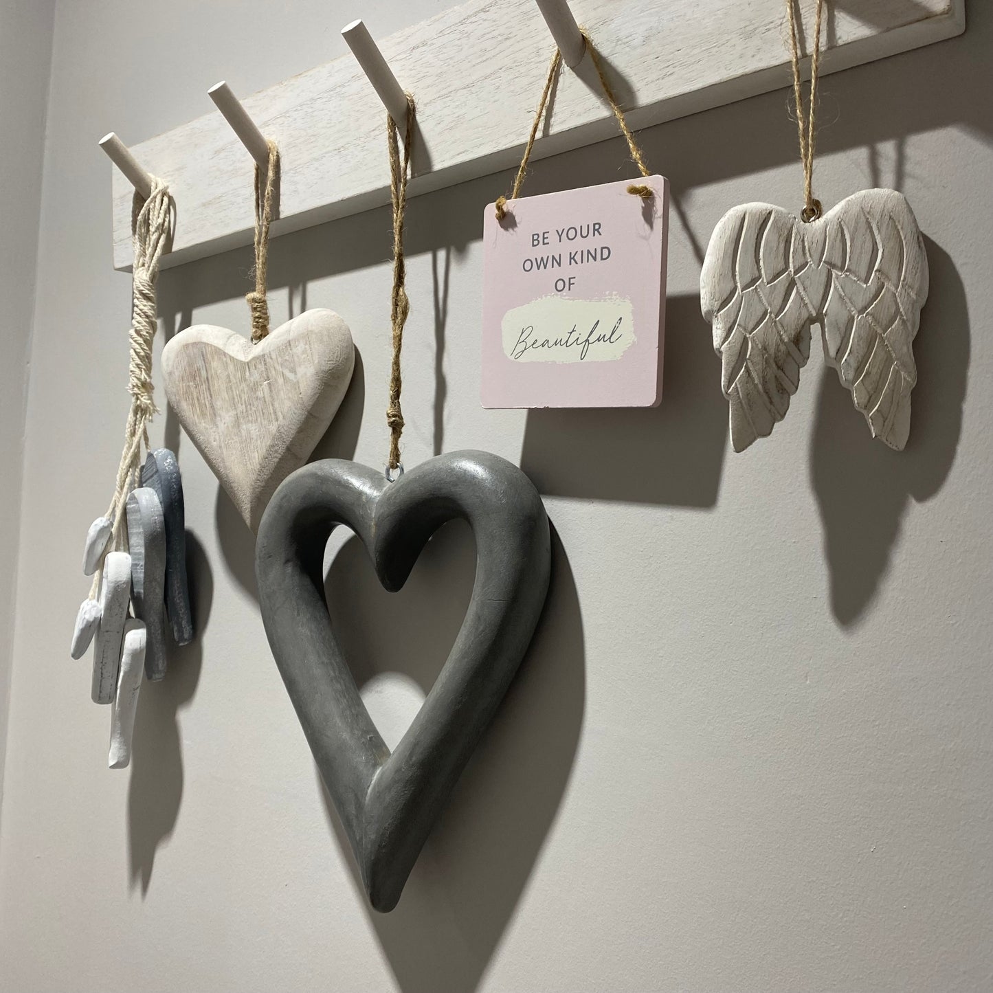 Rustic Wooden Hanging Heart, 12cm