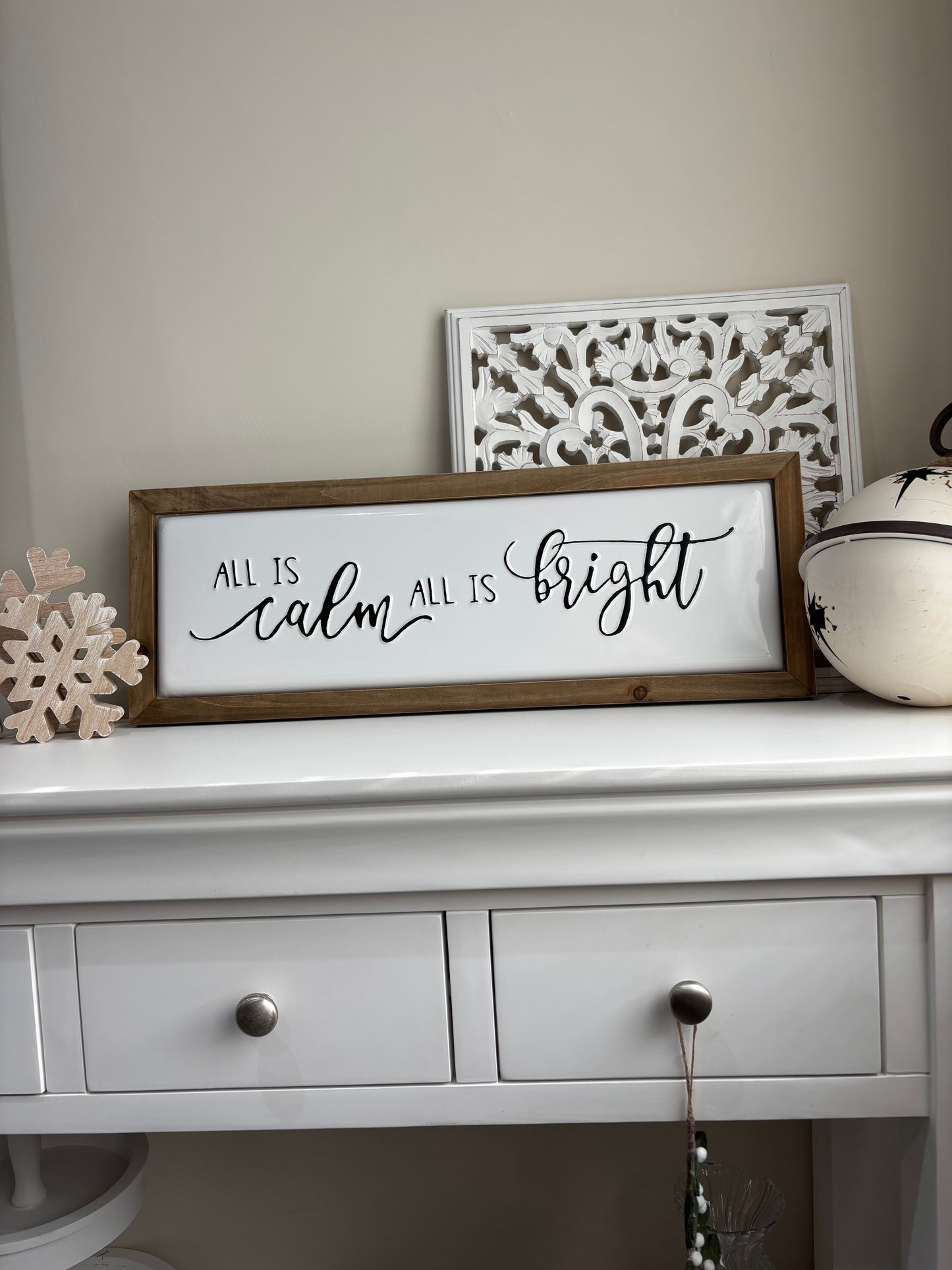 All is Calm, All is bright Wooden Sign