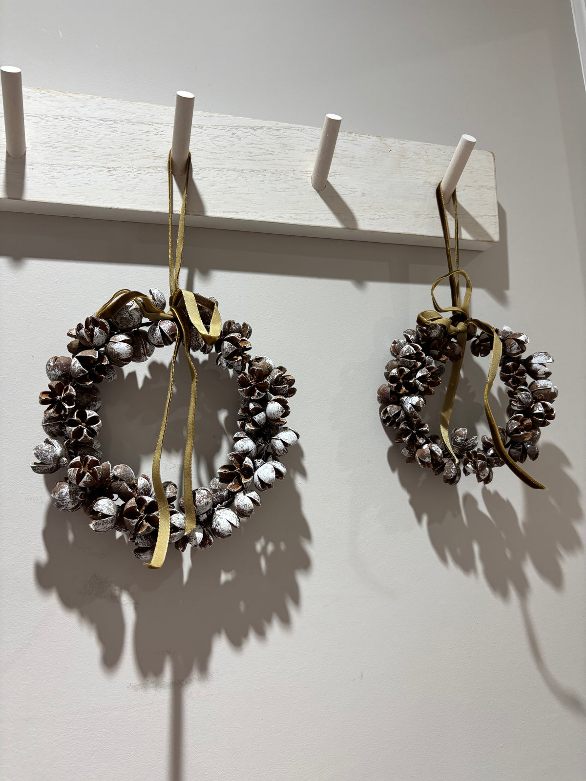 Mini Pinecone Christmas Wreath with Gold Bow
