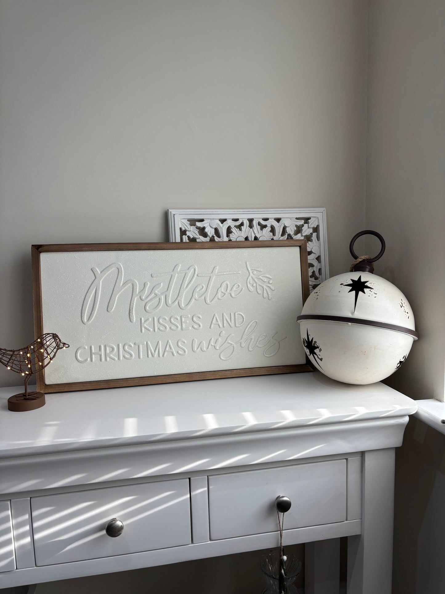 White Rustic Round Hanging Metal Bell - 3 sizes