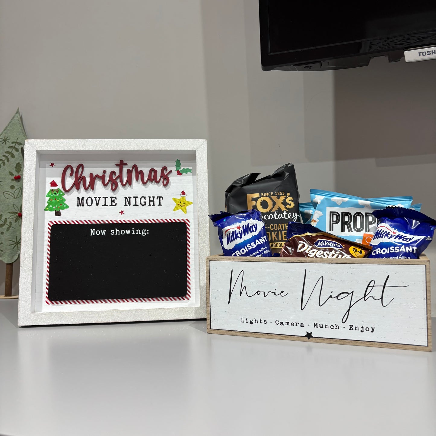 Movie Night Easel Plaque with Blackboard