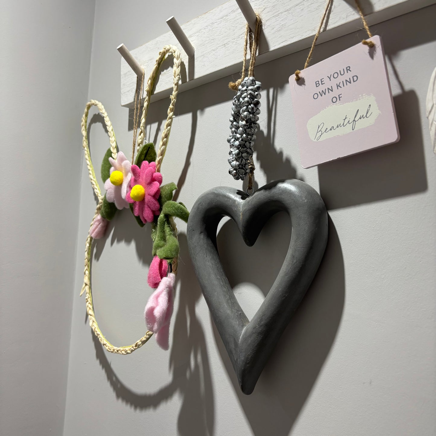 Rabbit hanger with felt flowers - imperfect