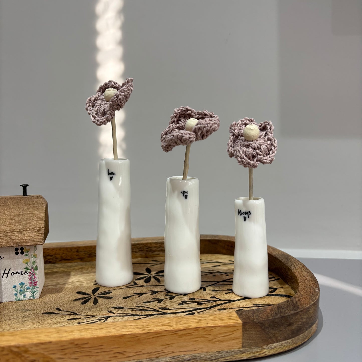 Love you always trio of bud vases