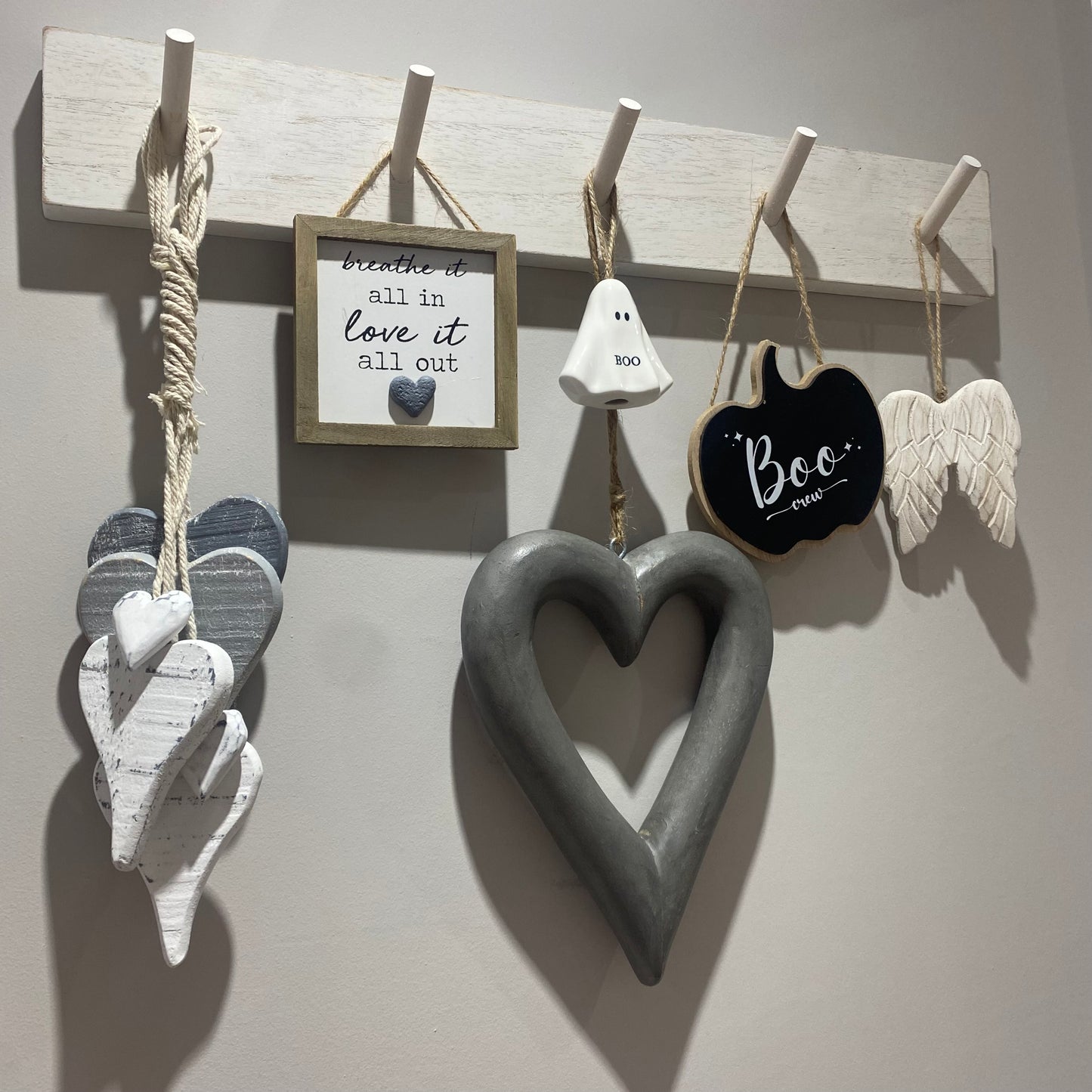 Boo Crew Black Wooden Hanging Pumpkin