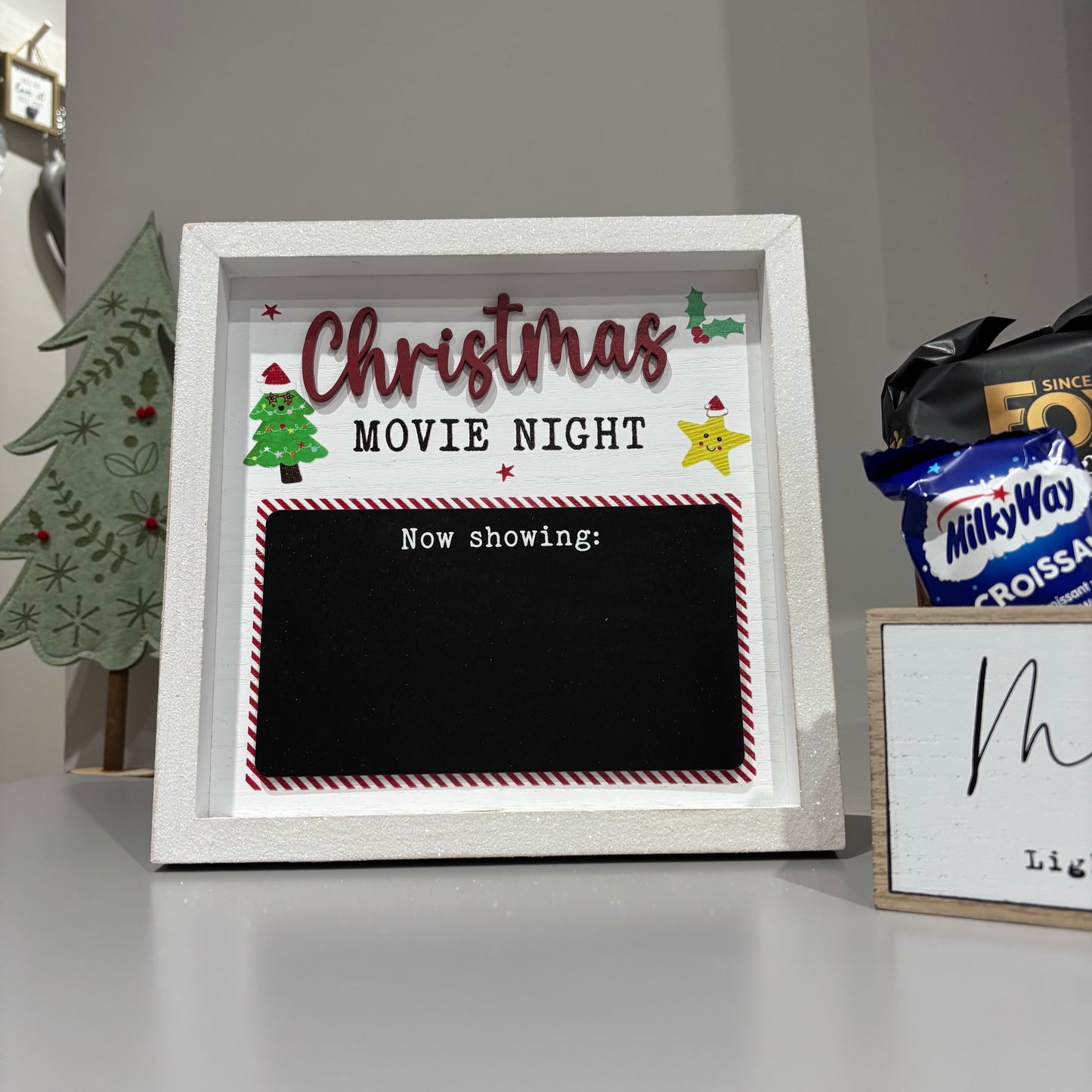 Movie Night Easel Plaque with Blackboard