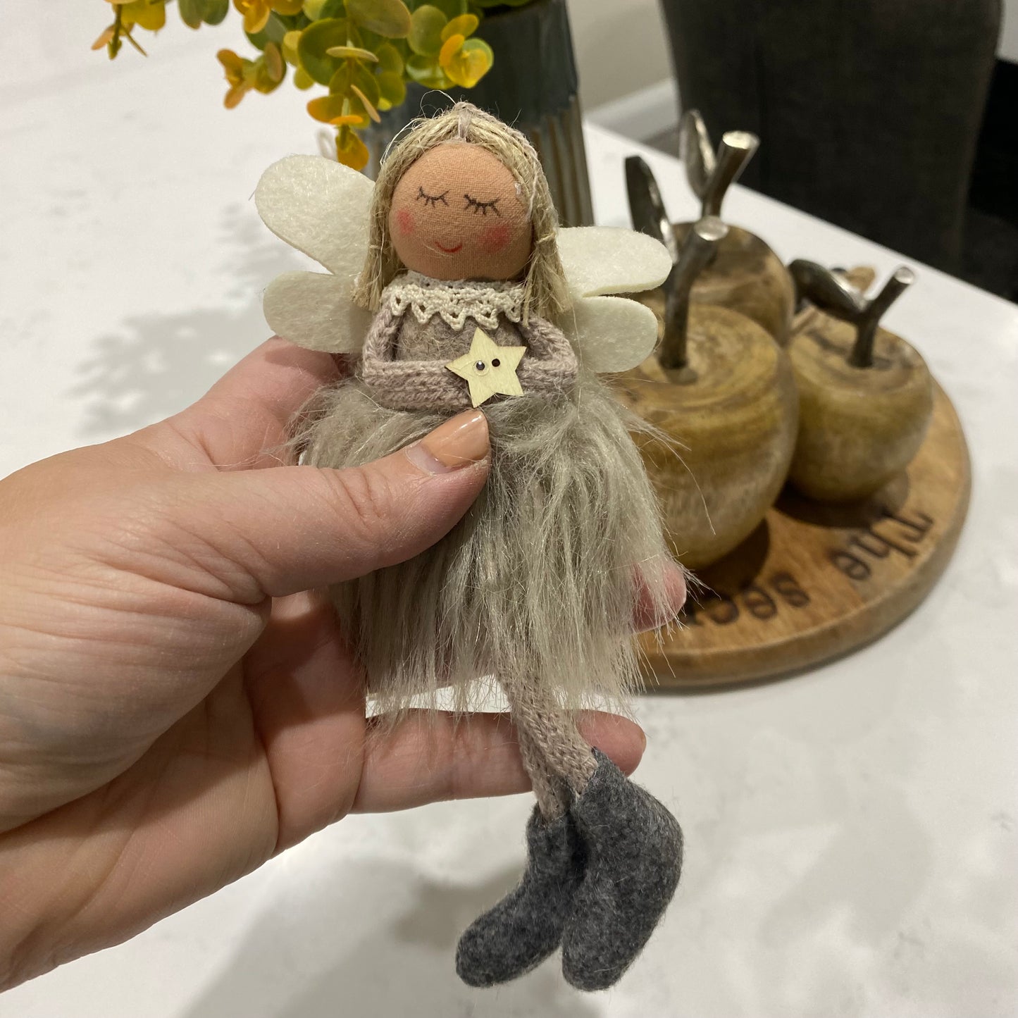 Shelf sitting fabric angel