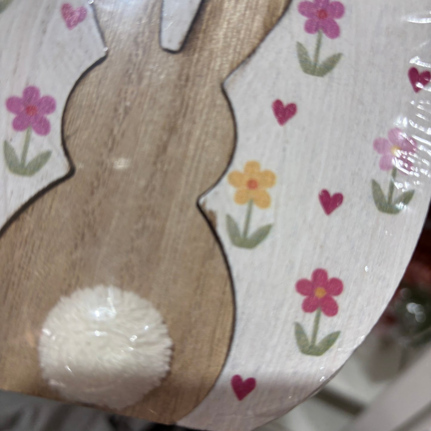 Wooden Floral egg with Rabbit - imperfect