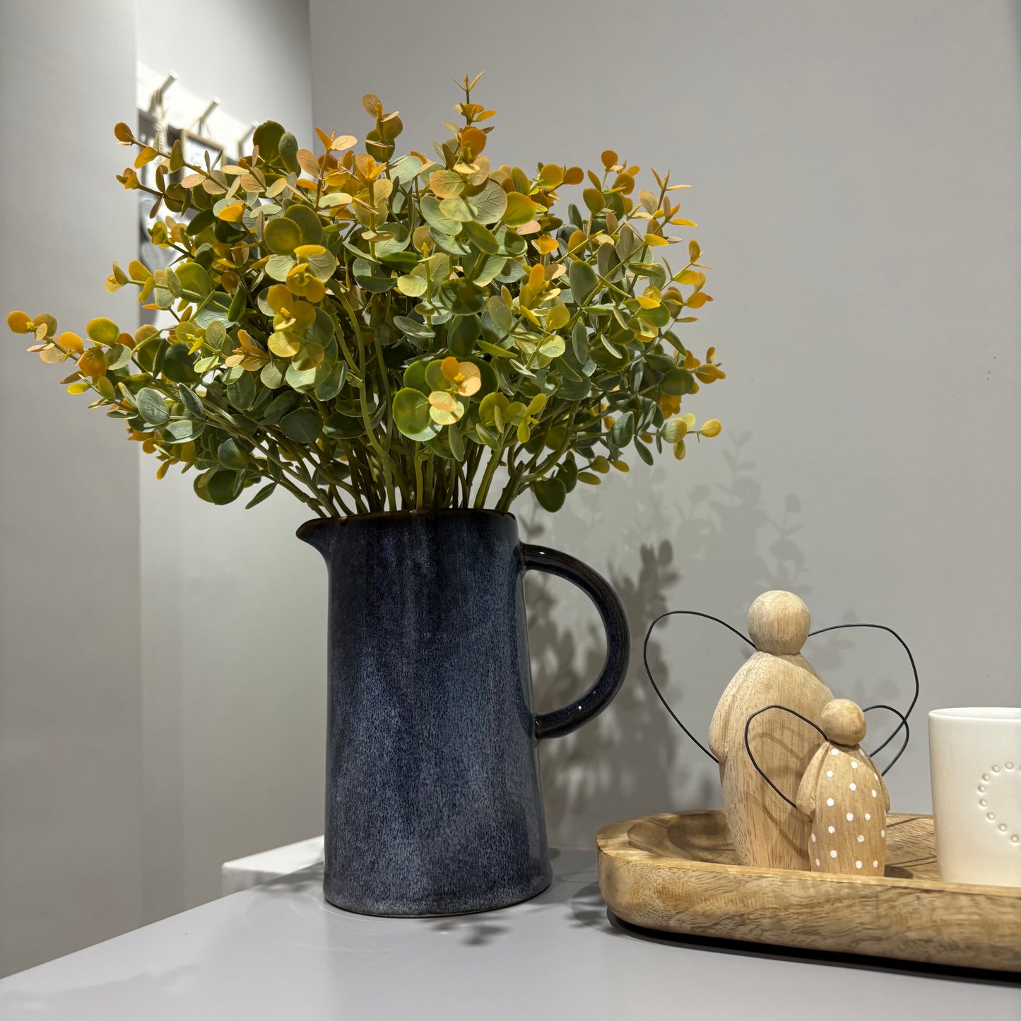 Two Tone Glazed Blue Jug, 19cm