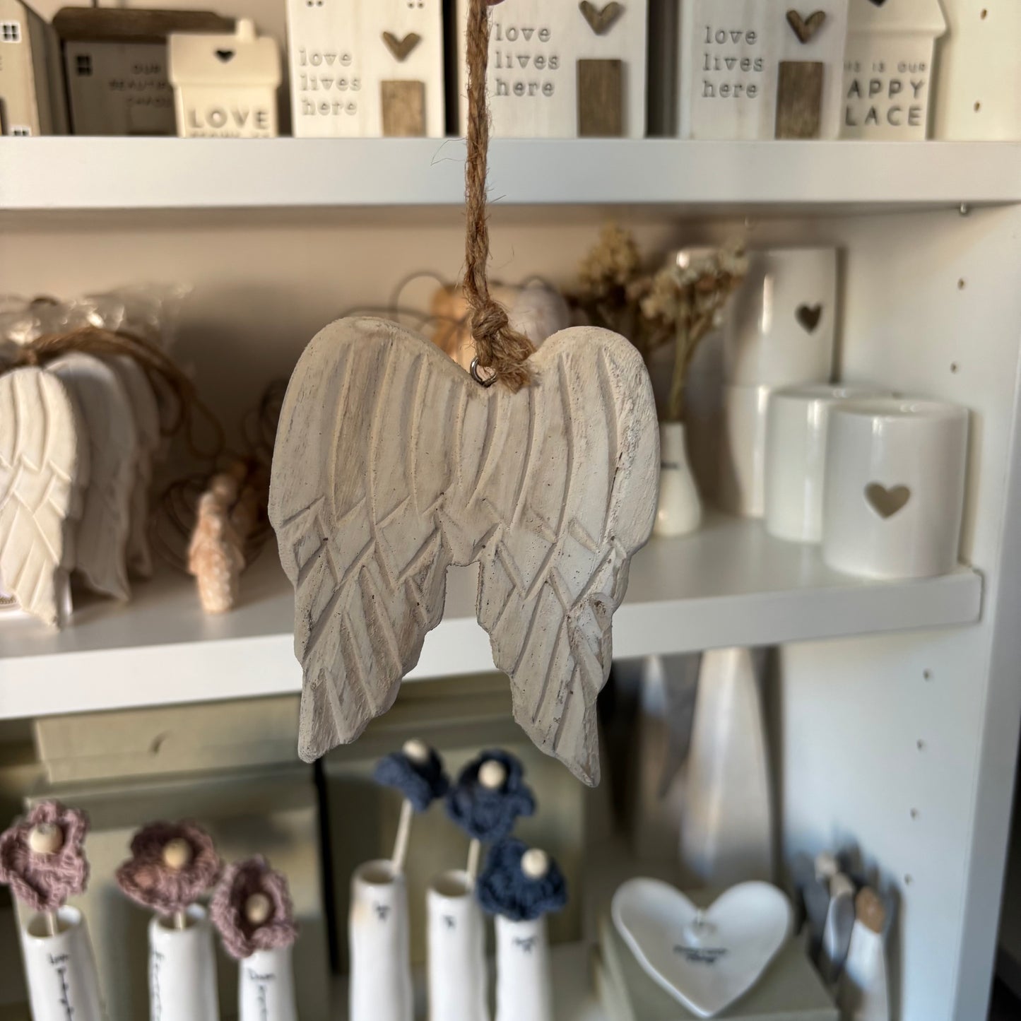 Hanging Carved Wooden Angel Wings
