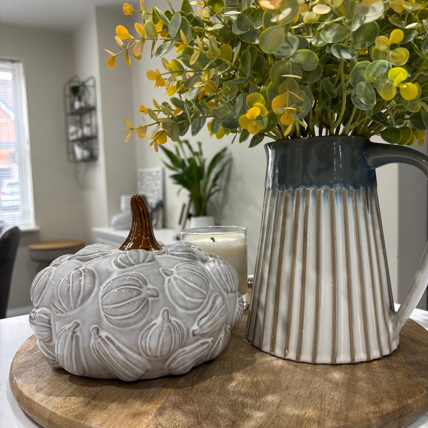 Pretty white pumpkin with pumpkin pattern