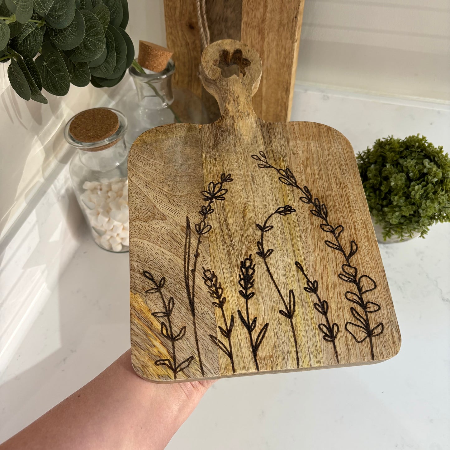 Floral Engraved Mango wood board
