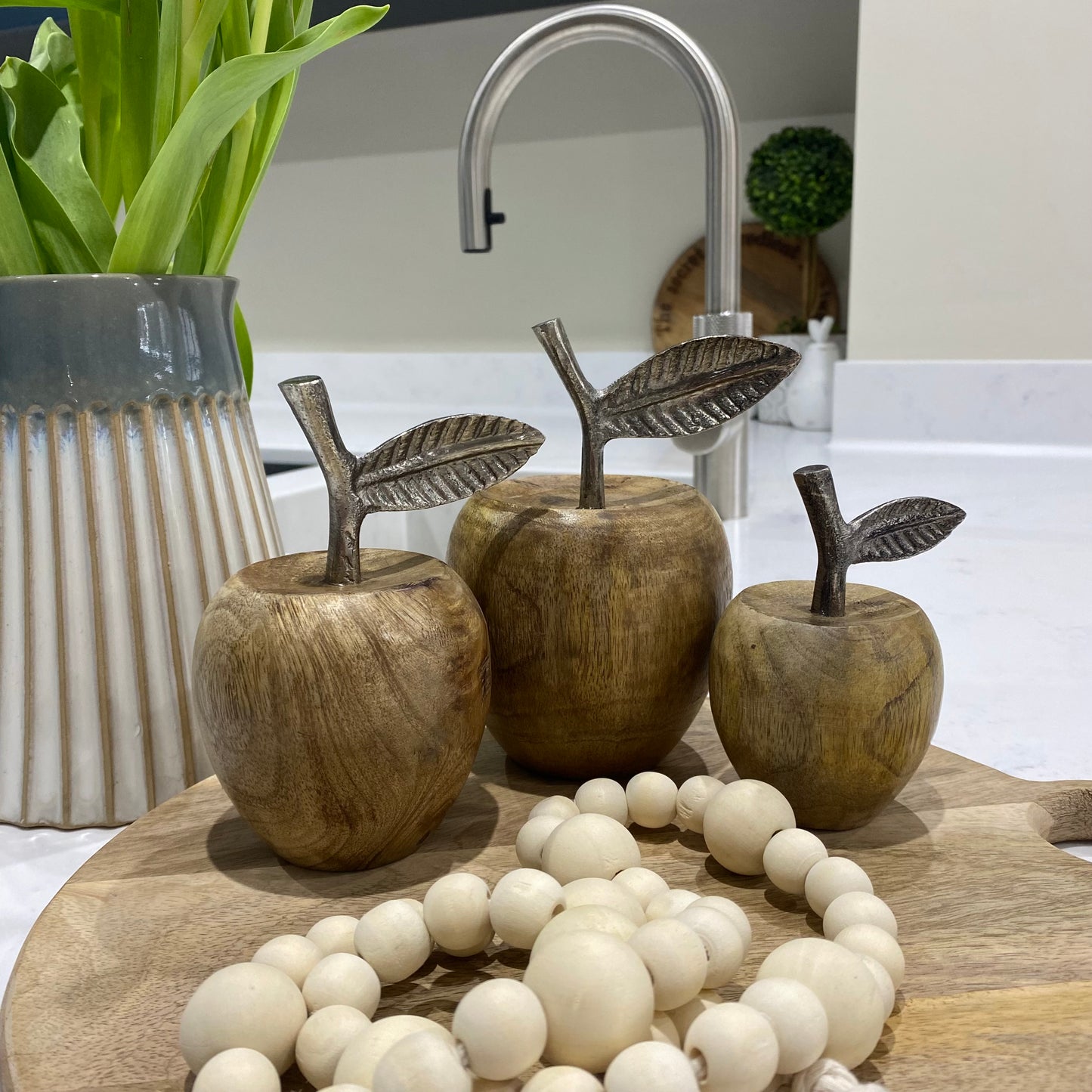 Wooden Apples with Metal Stalk - options