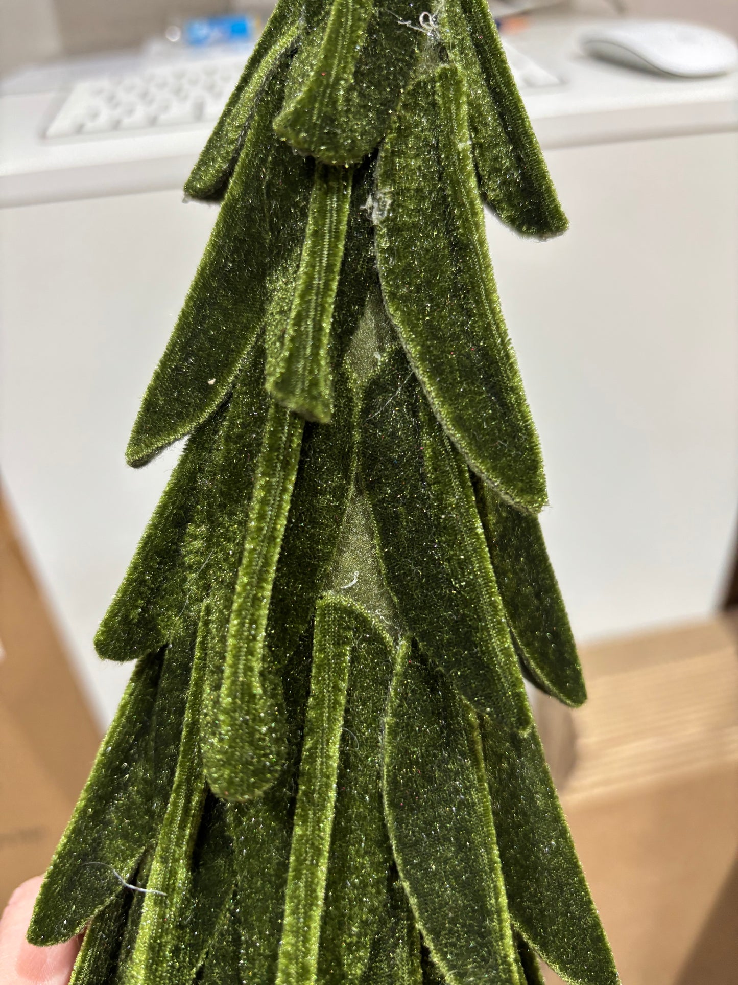 Green Velvet Standing Christmas Tree - imperfect