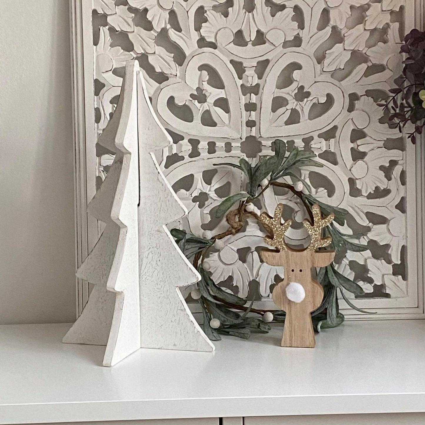 Gracie - Wooden reindeer with gold glitter antlers