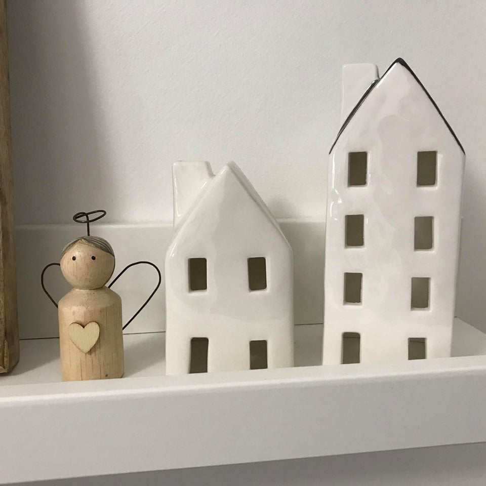 House tea Light Holder with Dark Roof - 2 sizes