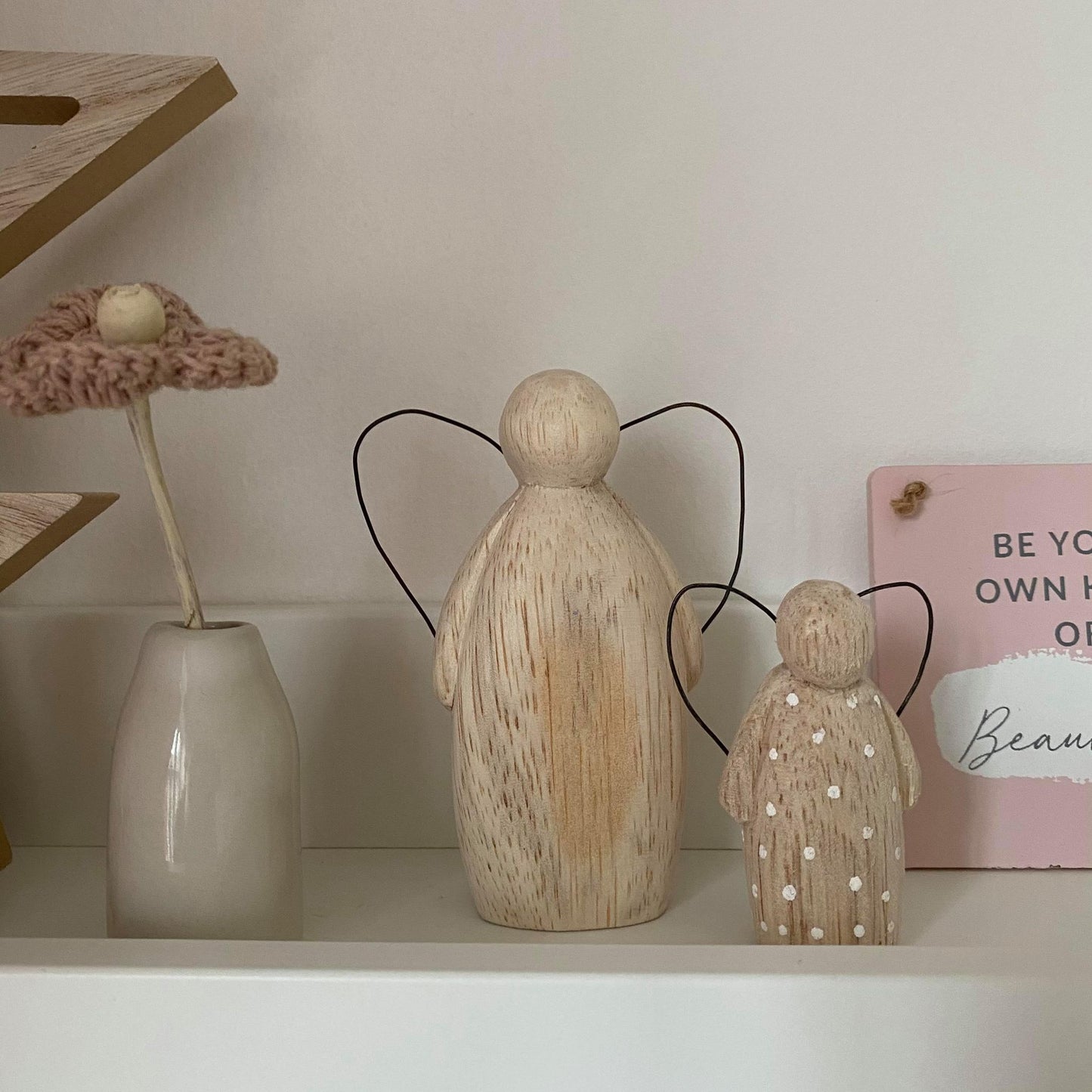 Natural Wooden Angels - Dotty and Dee