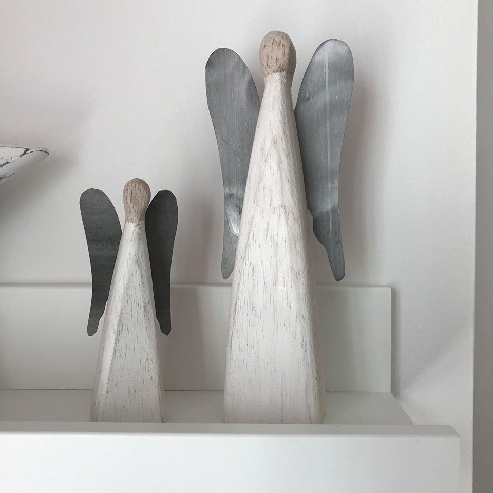White Angel with Metal Wings - 3 sizes