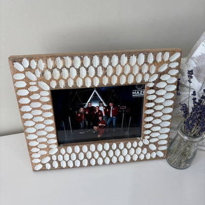 Patterned wooden photo frame