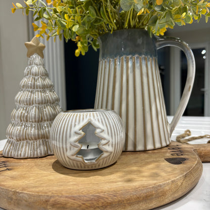 Neutral Tone Tree cut out tealight holder
