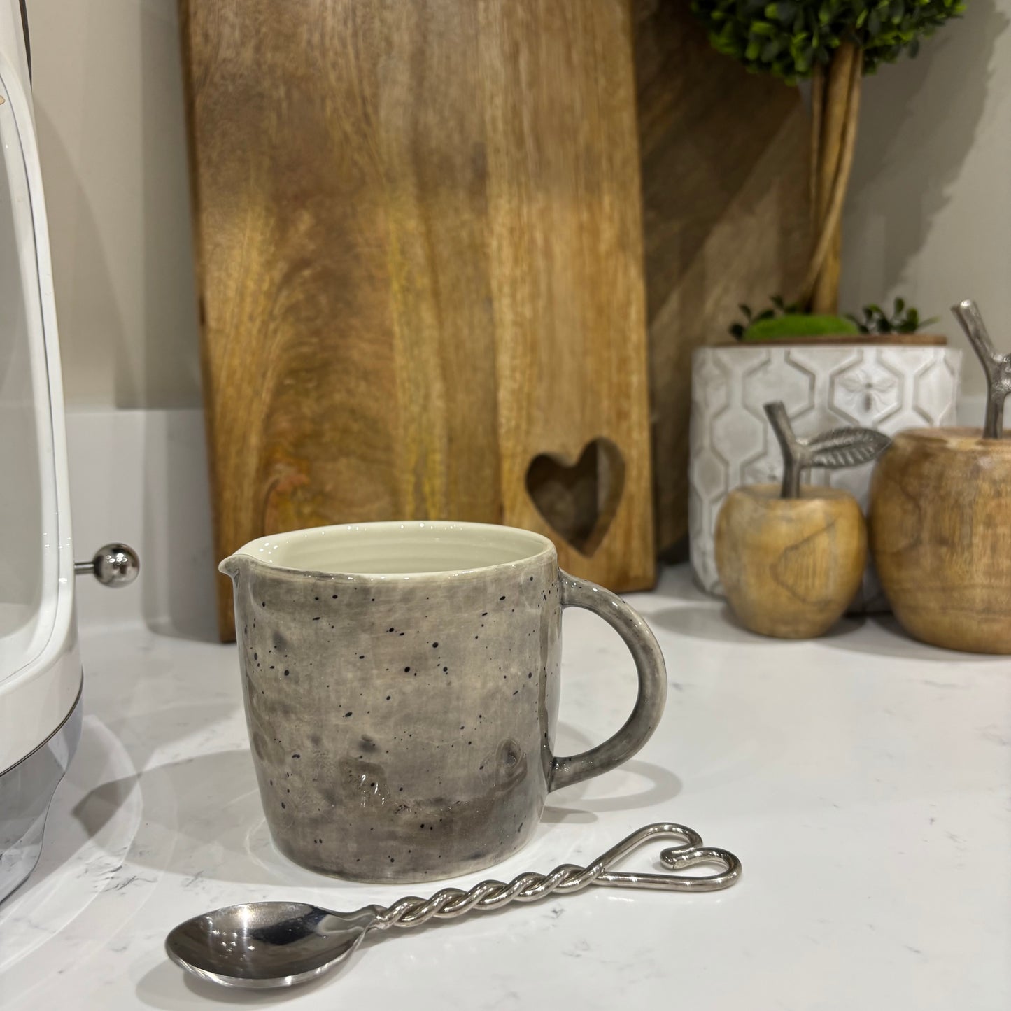 Neutral Porcelain Jug – Speckled Wash Design